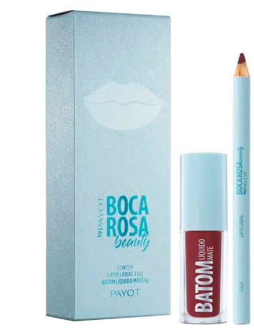 Kit Terça Boca Rosa Beauty By Payot Lápis Labial + Batom Líquido Matte 4g